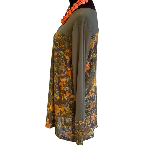 🔥SALE🔥LOGO LAYERS BY LORI GOLDSTEIN SHEER MESH LONG SLEEVE PRINT TOP SZ L - Picture 5 of 12